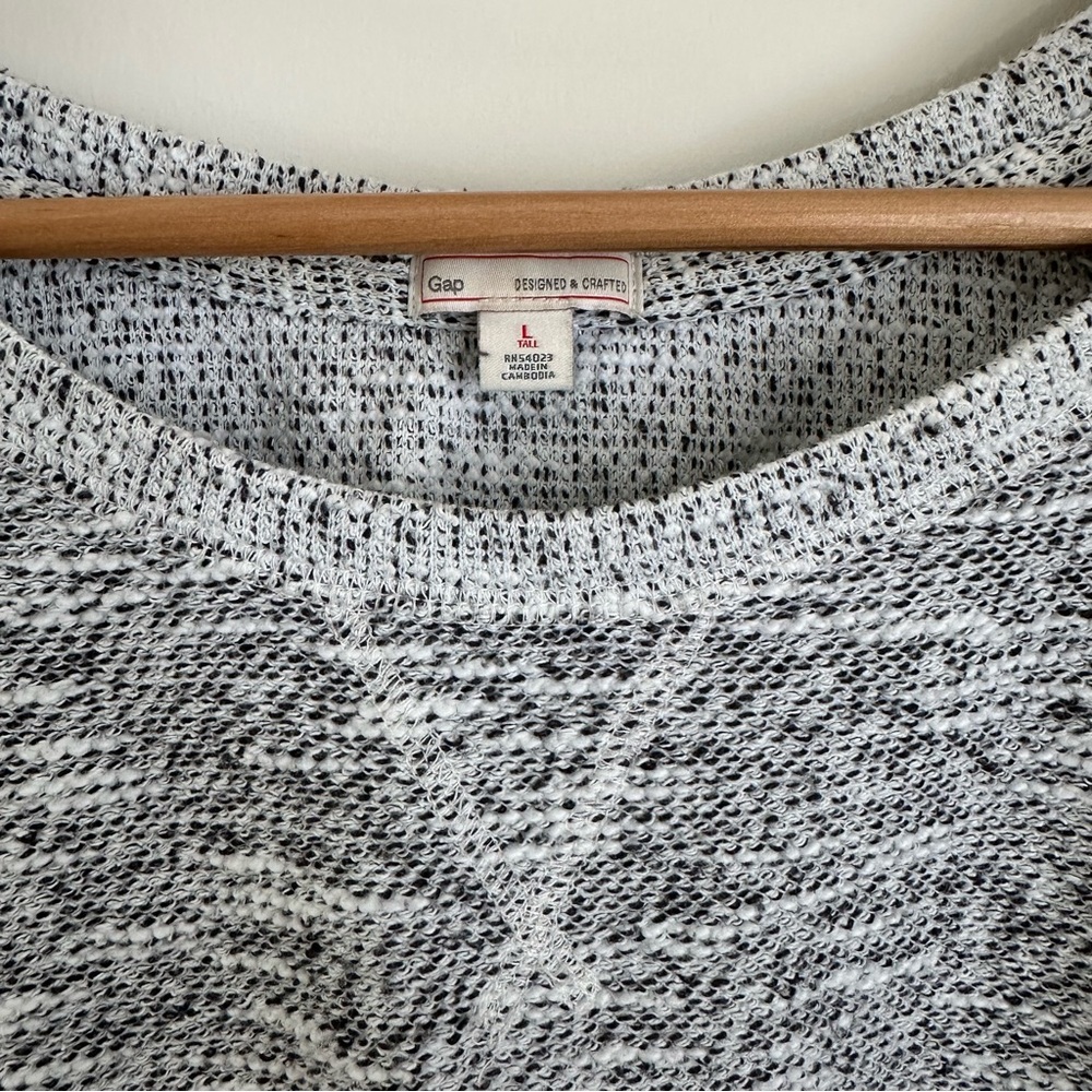 GAP Vintage 90s Textured Knit Crewneck Dress Gray Women’s Tall Size LT - Picture 3 of 7